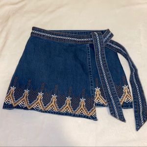 Free People denim wrap skirt